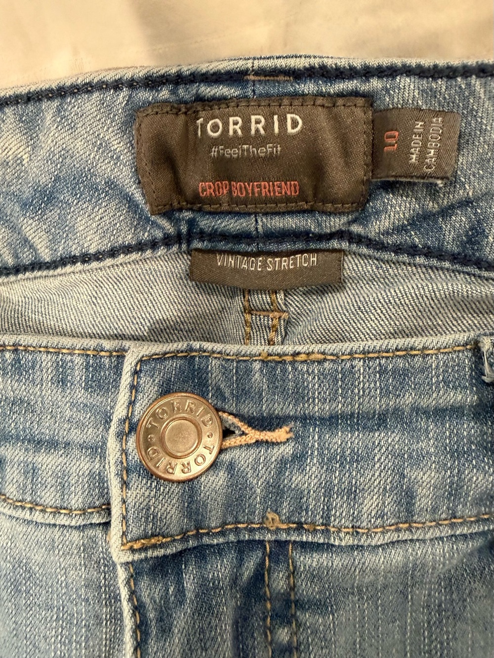 torrid Light Blue Crop Boyfriend Jeans - Vintage Stretch Size 10